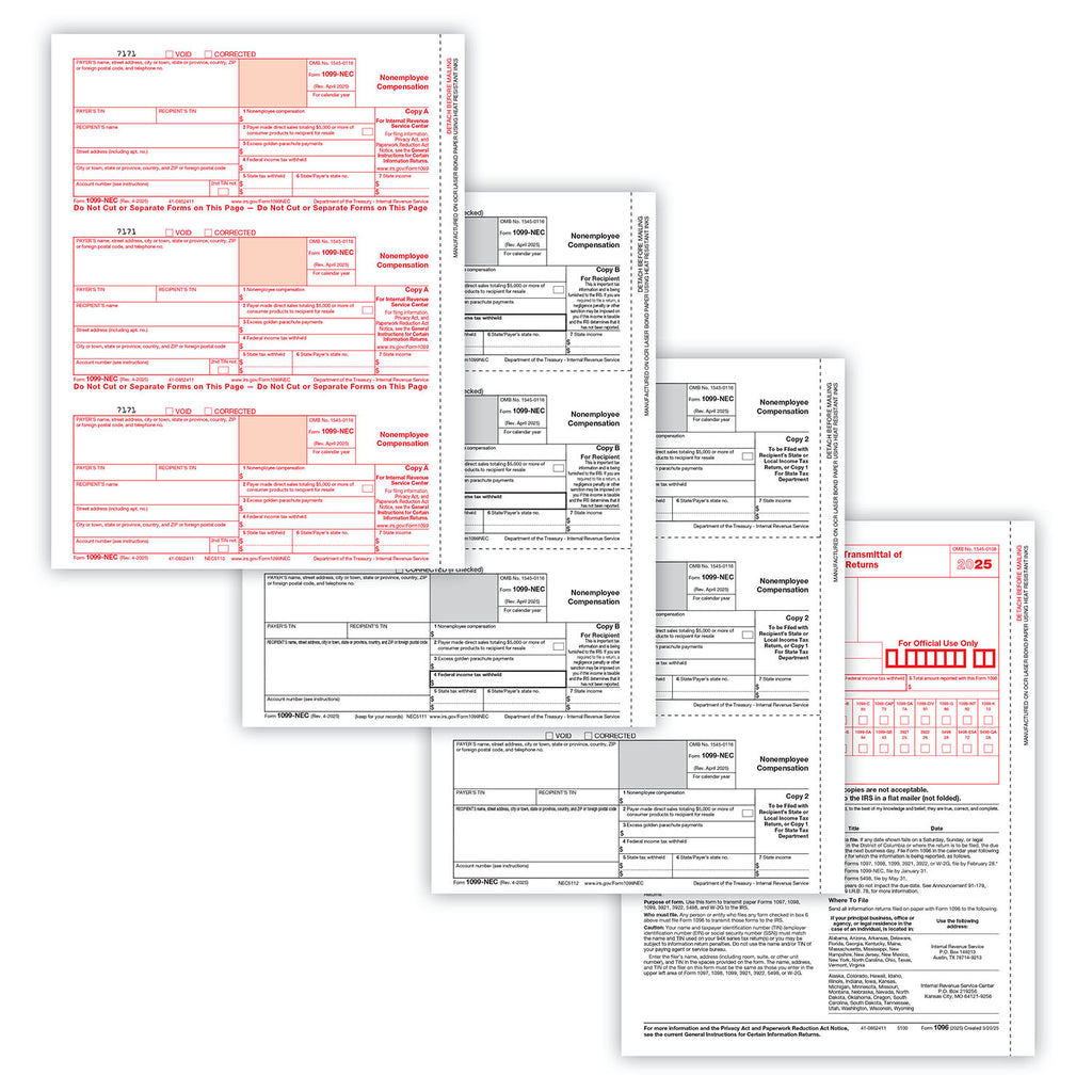 1099-NEC Non-Employee Compensation - 4-part Set