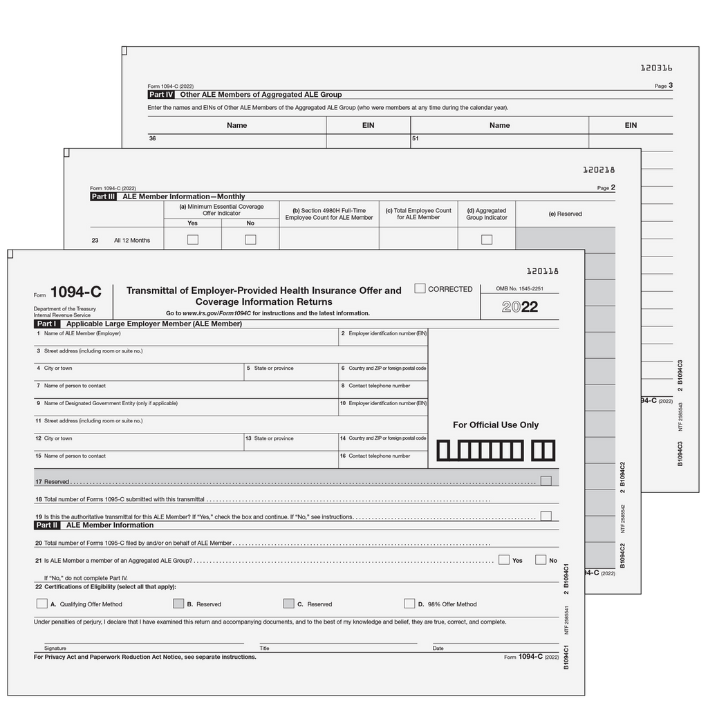 1094-C - Transmittal of Employer-Provided Health Insurance Offer and Coverage Information Returns (All Pages)