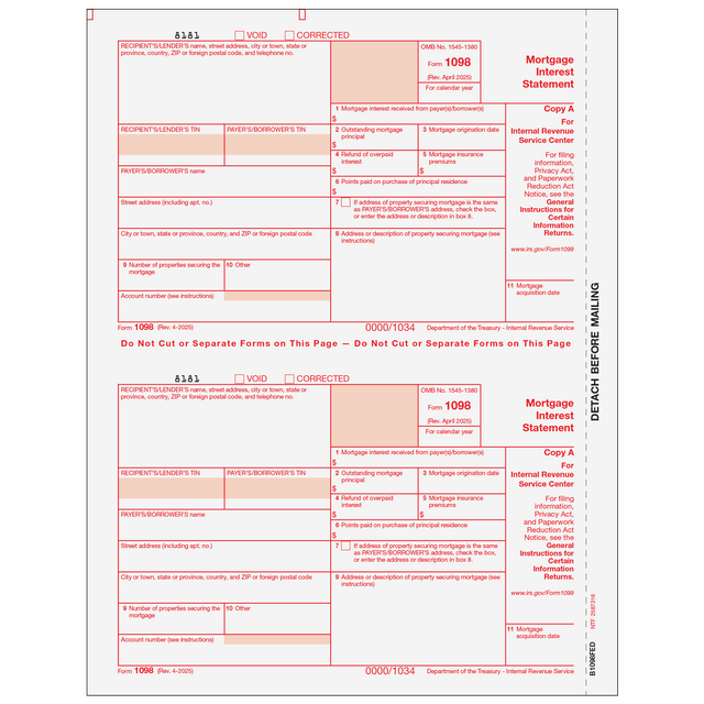 1098 Mortgage Interest Statement - Copy A Federal