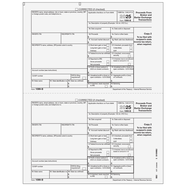 1099-B Proceeds from Broker and Barter Exchange Transactions - Receipient State Copy 2