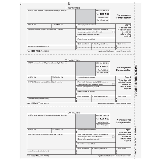 1099-NEC Non Employee Compensation Recipient State Copy 2