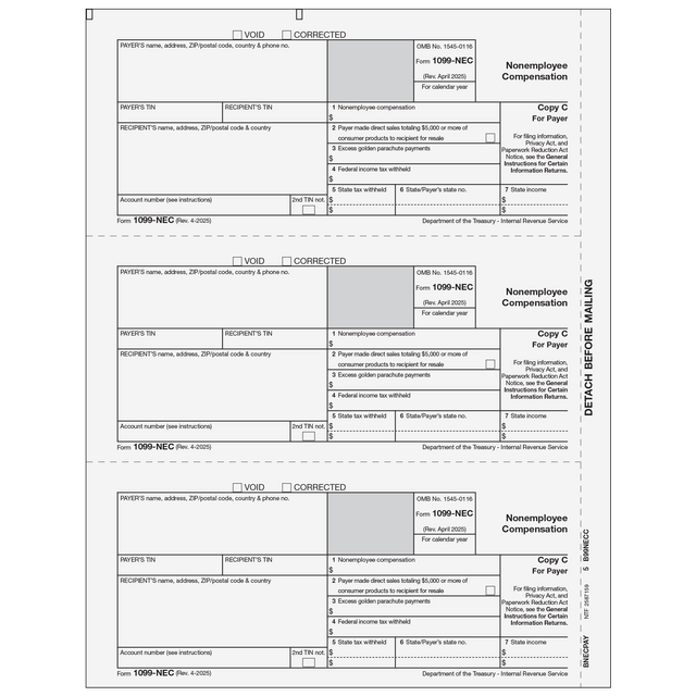 1099-NEC Non Employee Compensation Payer Copy C