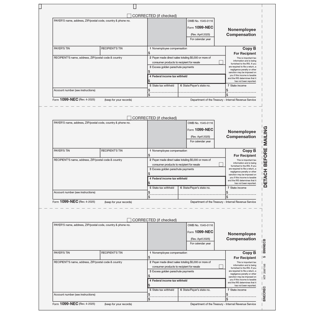 1099-NEC Non Employee Compensation Copy B Recipient