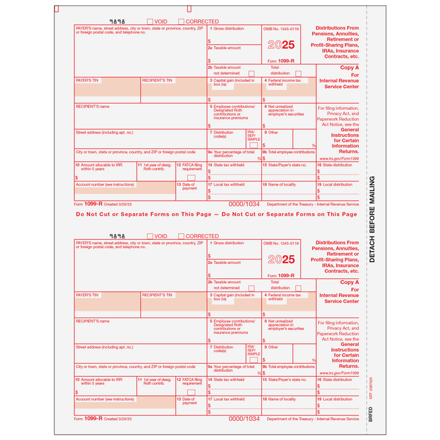 1099-R Distributions From Pensions, etc. - Copy A Federal