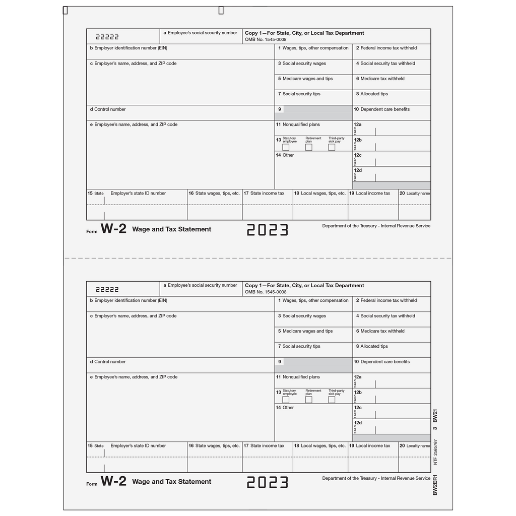 W-2 Employer State, City, or Local, Copy 1
