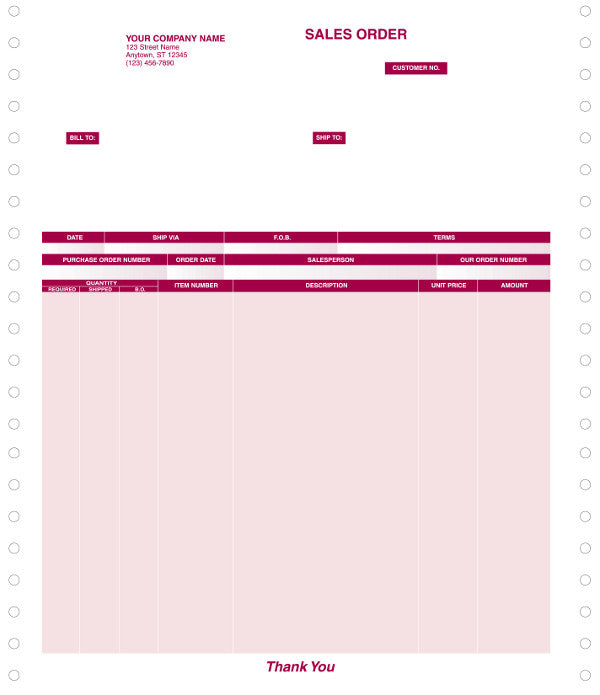 MAS 90 & MAS 200 Continuous Sales Order Form