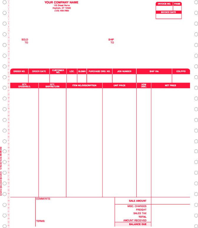 Macola 6 Continuous Invoice Form