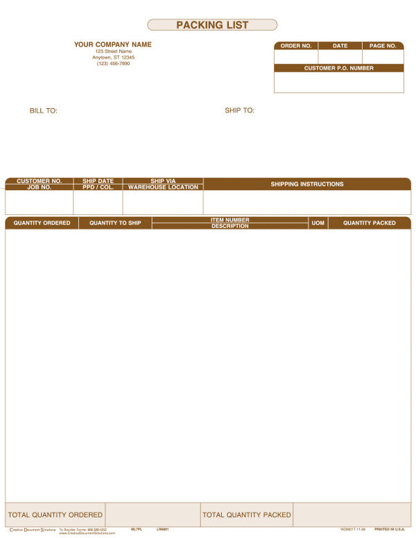 Macola 7 Laser Packing List Form