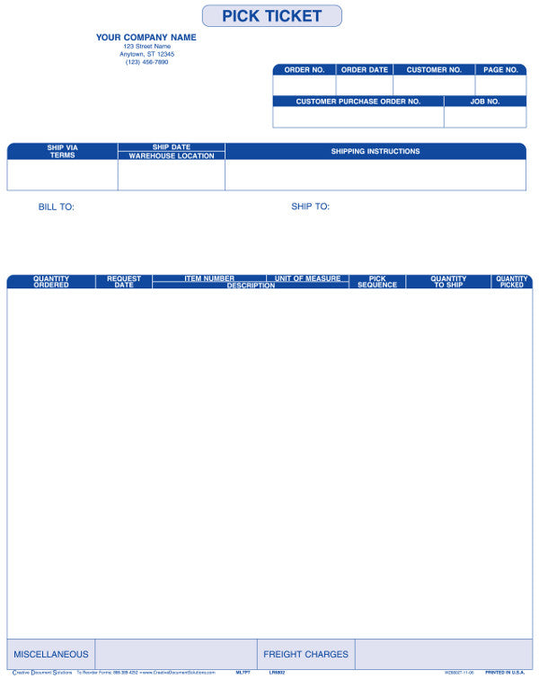 Macola 7 Laser Pick Ticket Form