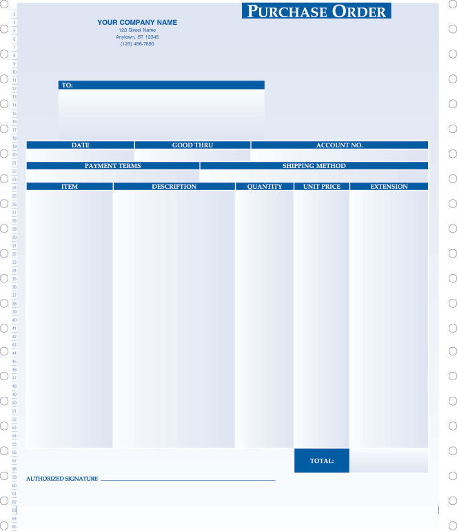Peachtree Continuous Purchase Order Form