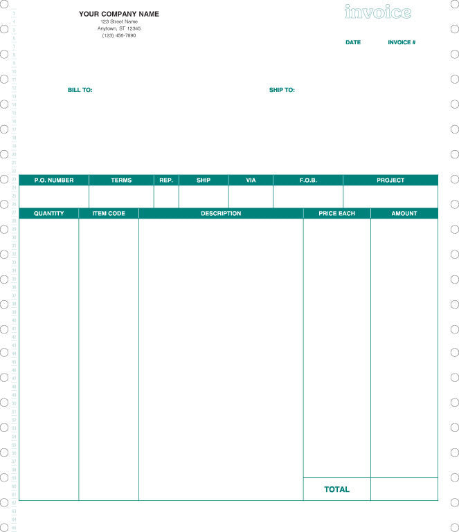 QuickBooks Quicken Microsoft Money Continuous Product Invoice Form