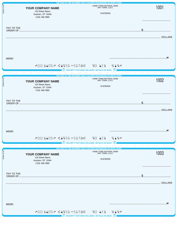 QuickBooks Quicken Microsoft Money Laser 3 per Page Checks with lines