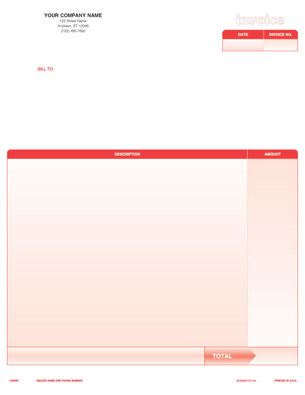 QuickBooks, Quicken, Microsoft Money Laser Professional Invoice Form