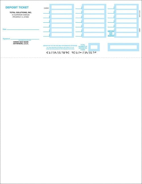 QuickBooks Laser Deposit Tickets