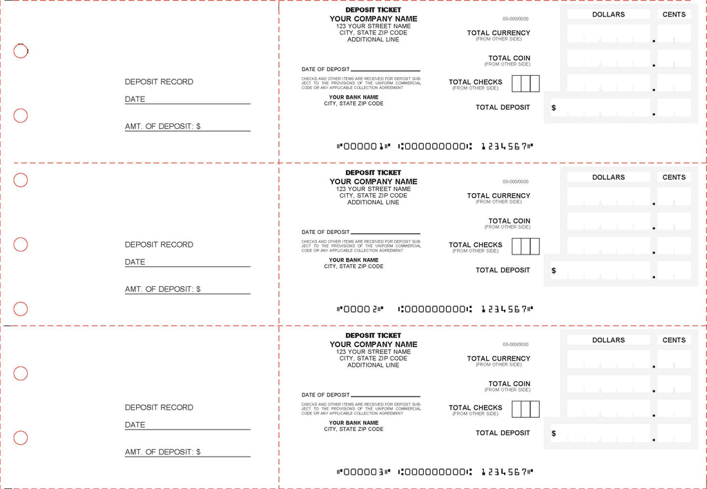 3-On-A-Page Deposit Tickets