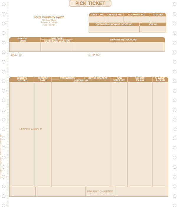 Macola 7 Continuous Pick Ticket Form