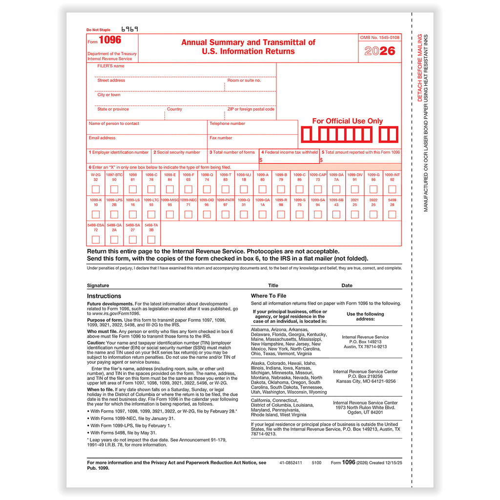 1096 Transmittal Summary