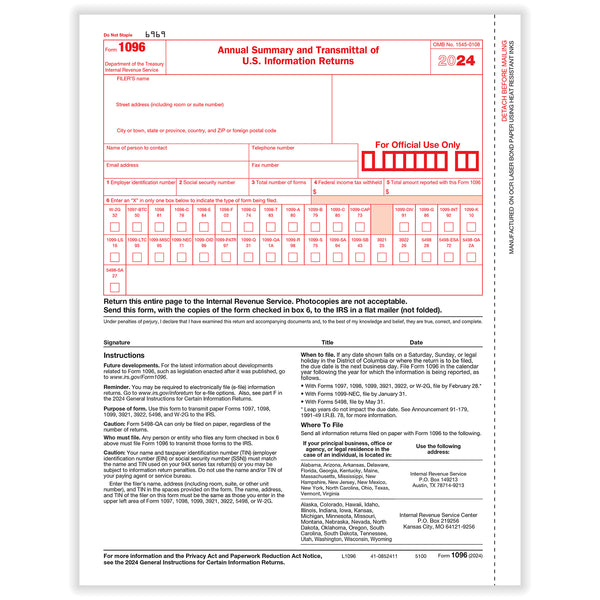 1096 Transmittal Summary