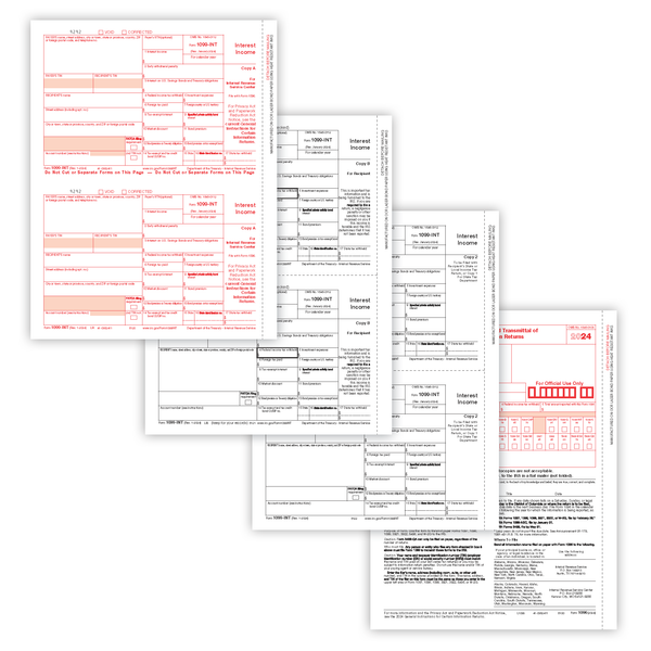 1099-INT Interest Laser  Set  3 Part 2 Up (2 Forms Per Page)