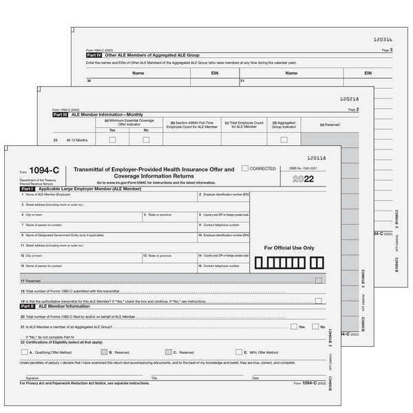 1094-C - Transmittal of Employer-Provided Health Insurance Offer and Coverage Information Returns (All Pages)