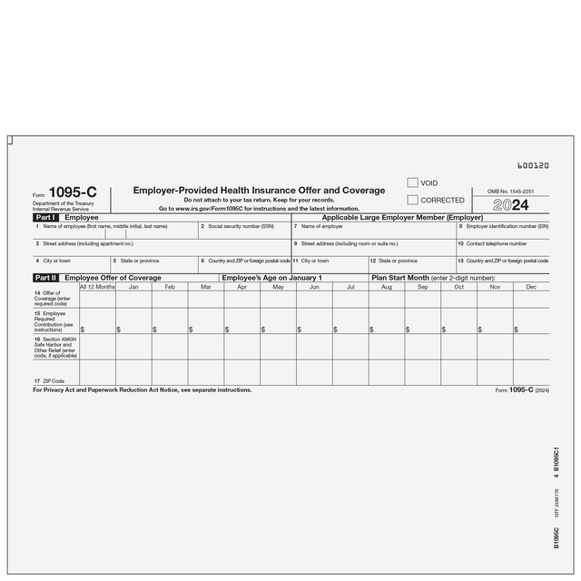 1095-C - Employer-Provided Health Insurance Offer and Coverage Page 1