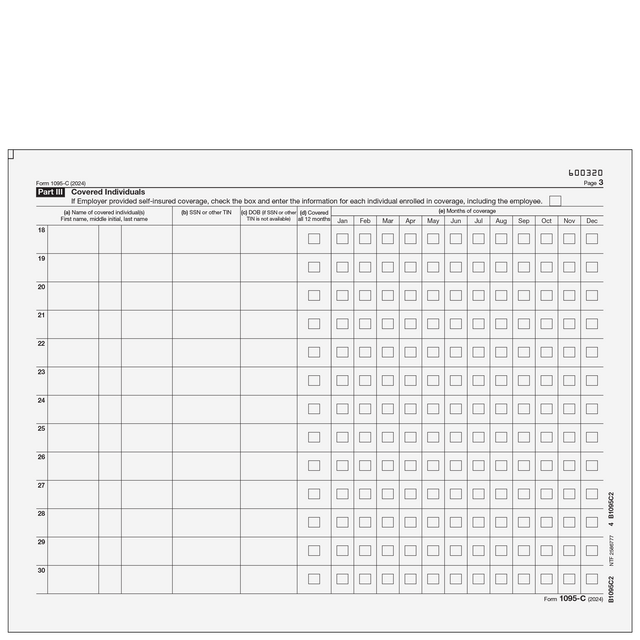 1095-C - Employer Provided Health Insurance Offer and Coverage (Covered Individuals) Page 2