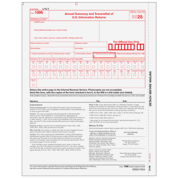 1096 Transmittal Summary