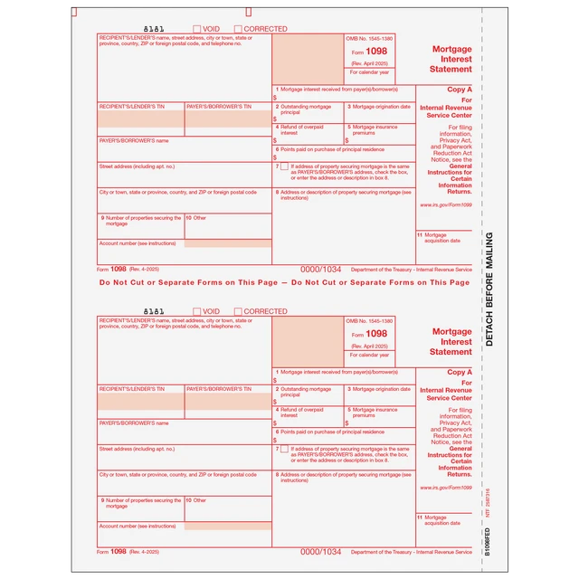 1098 Mortgage Interest Statement - Copy A Federal