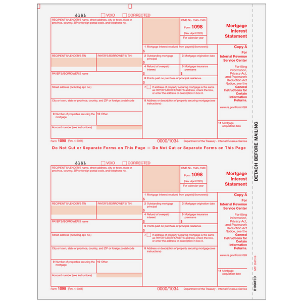 1098 Mortgage Interest Statement - Copy A Federal