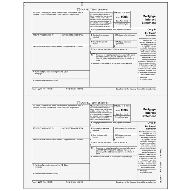1098 Mortgage Interest Statement - Copy B Payer/Borrower