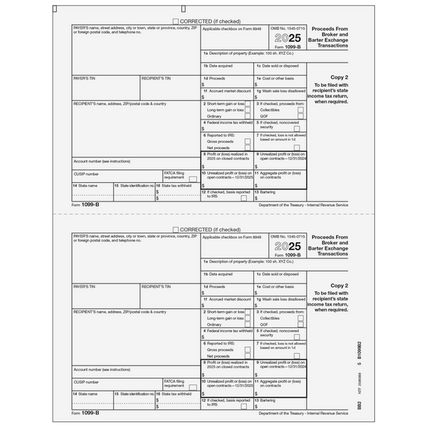 1099-B Proceeds from Broker and Barter Exchange Transactions -  Receipient State Copy 2