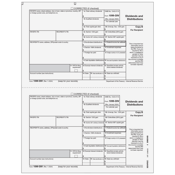 1099-DIV Dividends and Distributions - Recipient Copy B