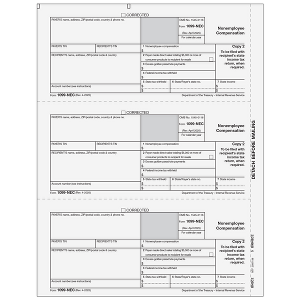 1099-NEC Non Employee Compensation  Recipient State Copy 2