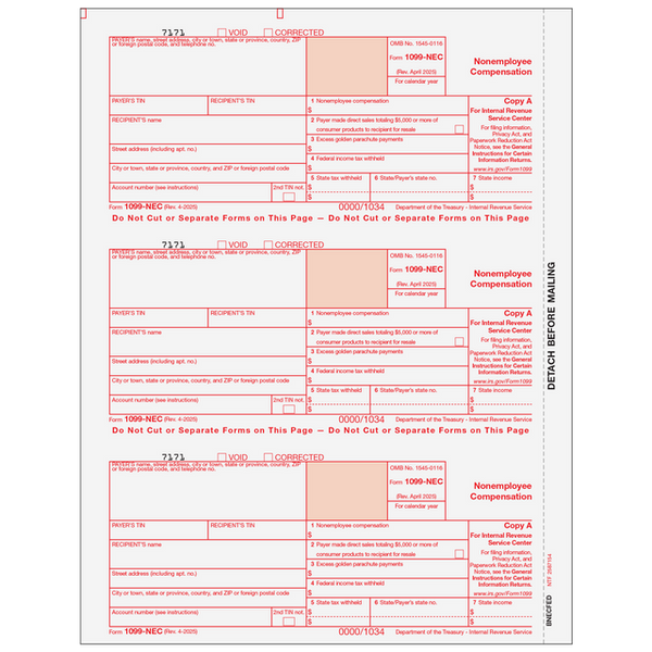 1099-NEC Non Employee Compensation  Federal Copy A