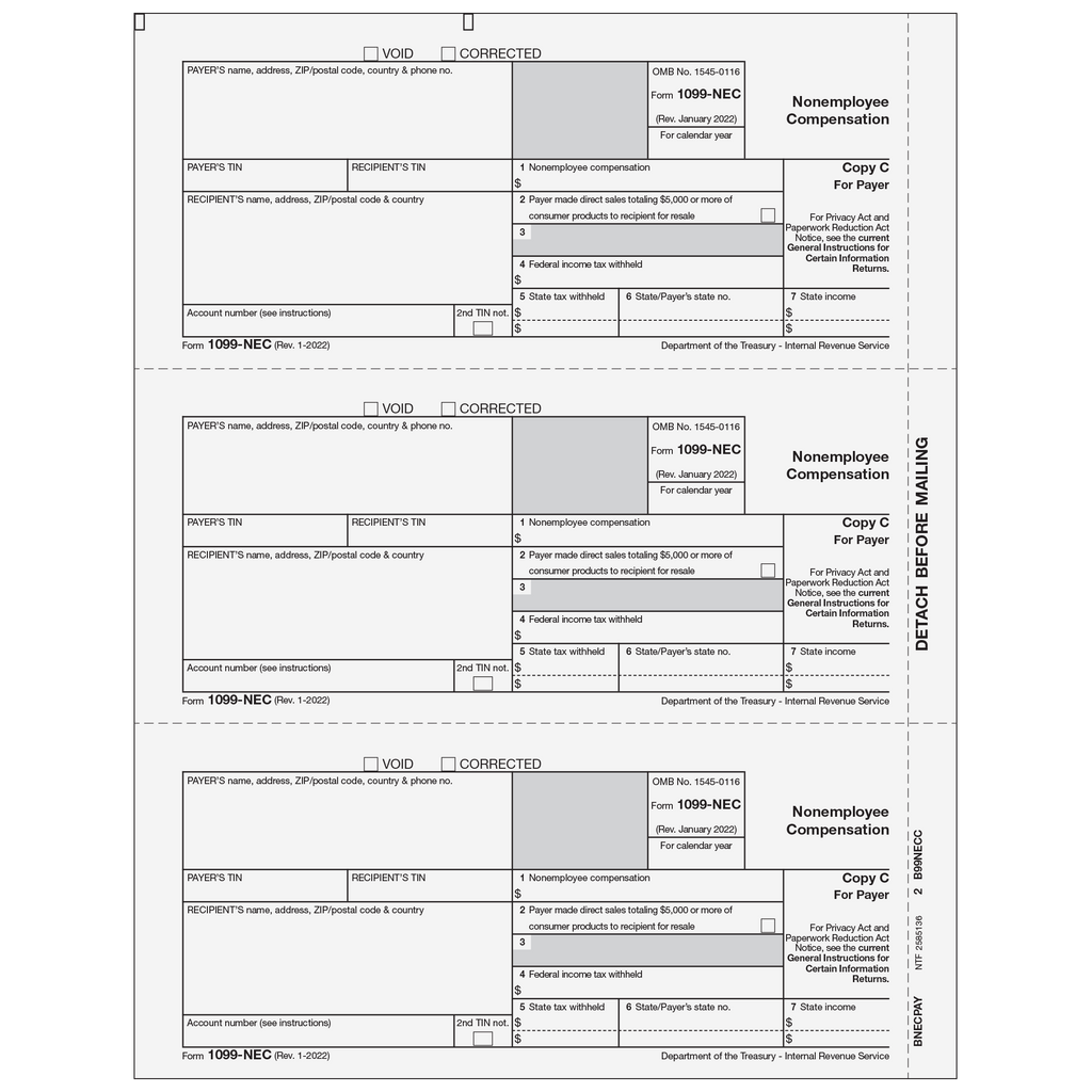 1099-NEC Non Employee Compensation  Payer Copy C