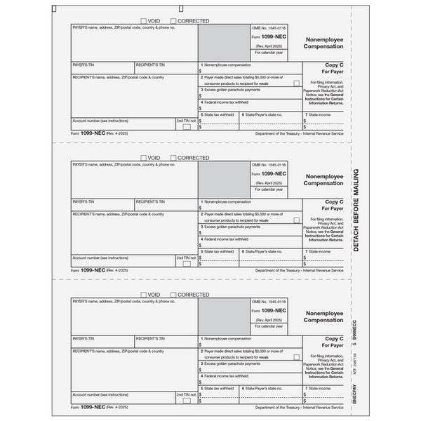 1099-NEC Non Employee Compensation  Payer Copy C