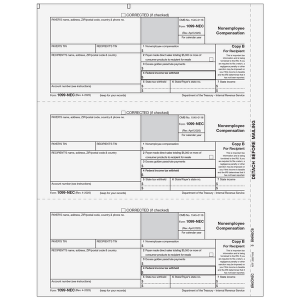 1099-NEC Non Employee Compensation  Copy B  Recipient