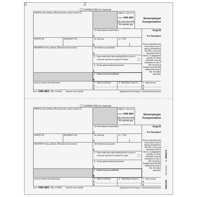 1099-NEC Non Employee Compensation  Copy B  Recipient
