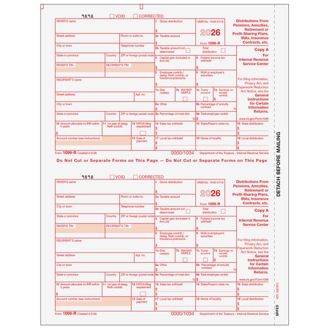 1099-R Distributions From Pensions, etc. - Copy A Federal