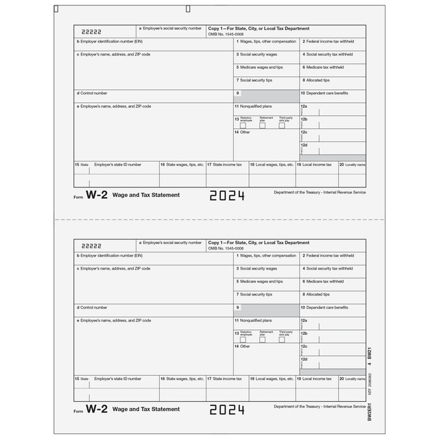 W-2 Employer State, City, or Local, Copy 1