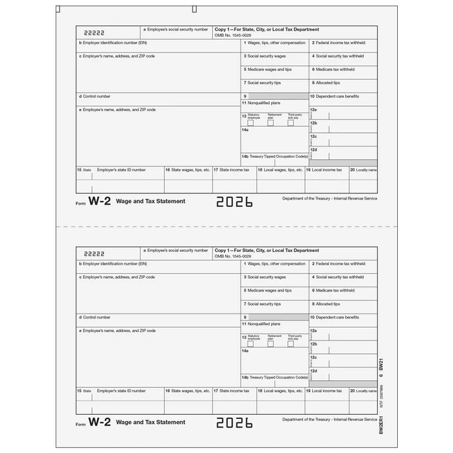 W-2 Employer State, City, or Local, Copy 1