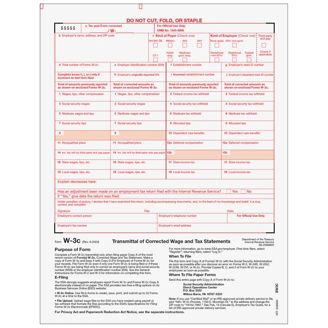 W-3 Corrected Transmittal Employer Federal