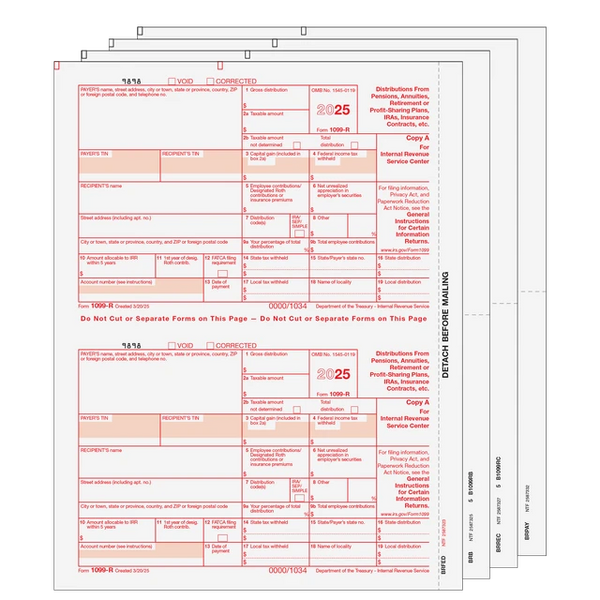1099-R Distributions From Pensions, etc. - 4-part set