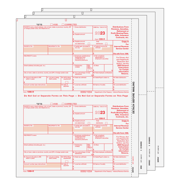 1099-R Distributions From Pensions, etc. - 4-part set