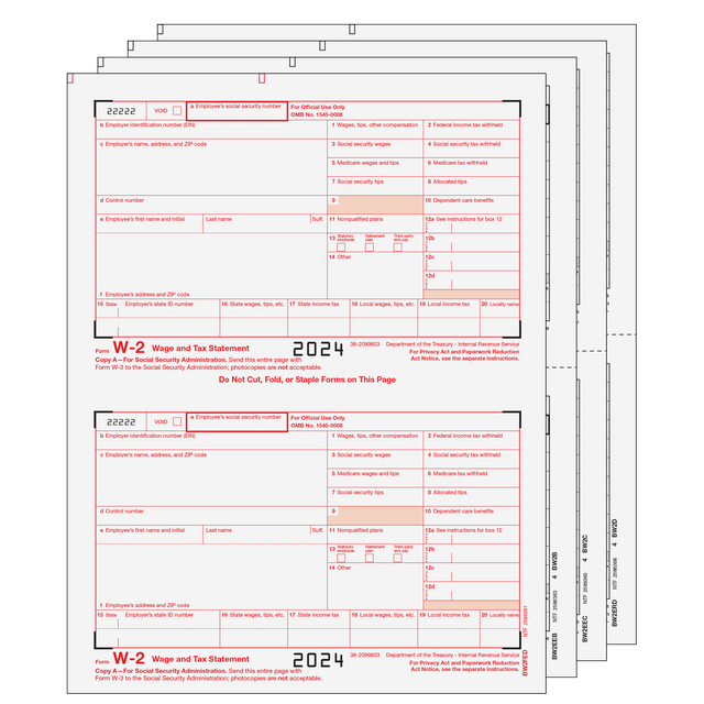 W-2 Laser 4 Part Set