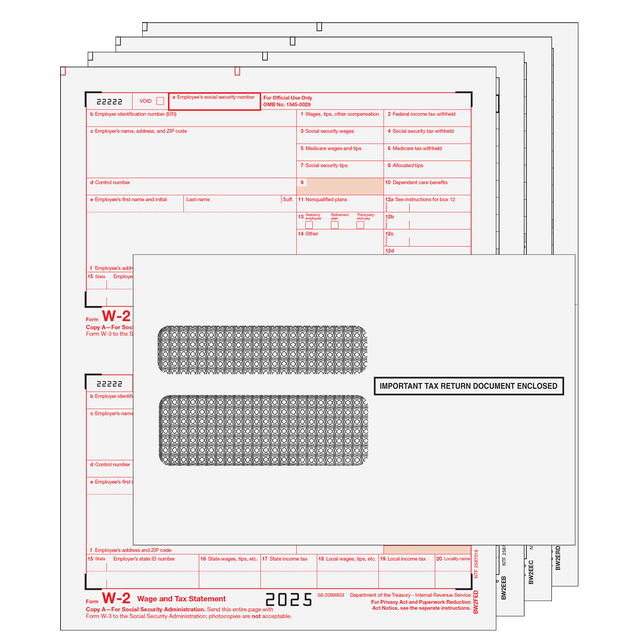 W-2 Laser 4 Part Kit (Includes Self Seal Envelopes)