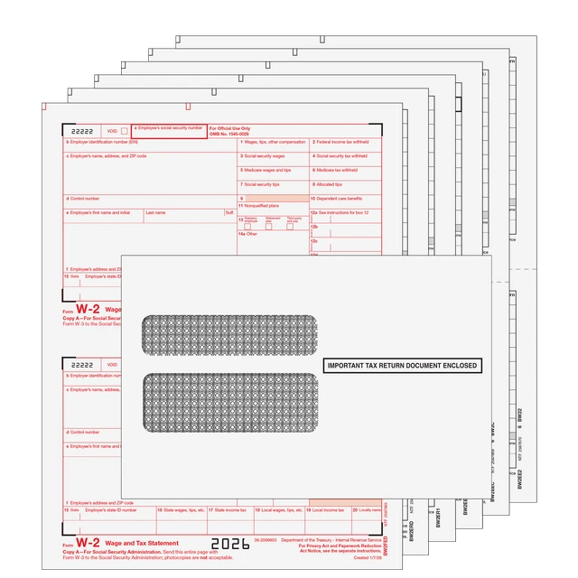 W-2 Laser 6 Part Kit (Includes Self Seal Envelopes)