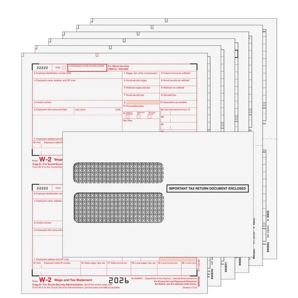 W-2 Laser 6 Part Kit (Includes Self Seal Envelopes)