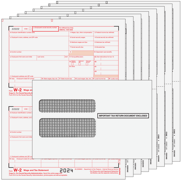 W-2 Laser 8 Part Kit (Includes Self Seal Envelopes)