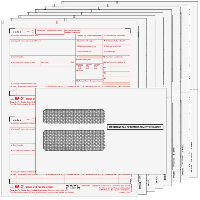 W-2 Laser 8 Part Kit (Includes Self Seal Envelopes)